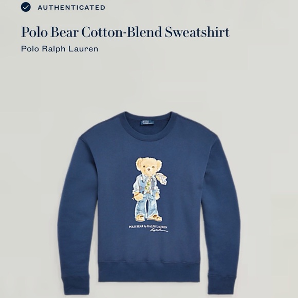 Polo Ralph Lauren Polo Bear Cotton-Blend Sweatshirt Sz XS Color “Austin Blue” - Picture 12 of 14